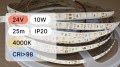 25mb / TAŚMA LED 2835 / 10W / 24V / IP20 / 120LED/m / 100lm/W / 4000K / BRIDGELUX / CRI98