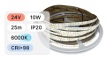 25mb / TAŚMA LED 2835 / 10W / 24V / IP20 / 120LED/m / 100lm/W / 6000K / BRIDGELUX / CRI98