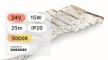 25mb / TAŚMA LED 2835 / 15W / 24V / IP20 / 140LED/m / CIEPŁA / 3000K / powered by SAMSUNG /