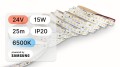 25mb / TAŚMA LED 2835 / 15W / 24V / IP20 / 140LED/m / ZIMNA / 6500K / powered by SAMSUNG /