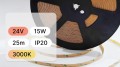 25mb / TAŚMA LED COB 24V / 15W / 480 LED/1m / IP20 / 3000K / 90lm/W / 10mm