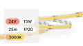 25mb / TAŚMA LED COB 24V / 15W / 480 LED/1m / IP20 / 3000K / 90lm/W / 10mm