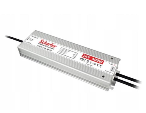 Zasilacz wodoszczelny Scharfer SCH-400-24 / IP67 / 24V / 16,7A / 400W