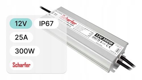 Zasilacz wodoszczelny Scharfer SCH-300-12 / IP67 / 12V / 25A / 300W