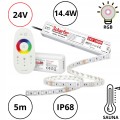 ZESTAW LED DO SAUNY - TAŚMA LED RGB 14,4W 5M + STEROWNIK + ZASILACZ 24V
