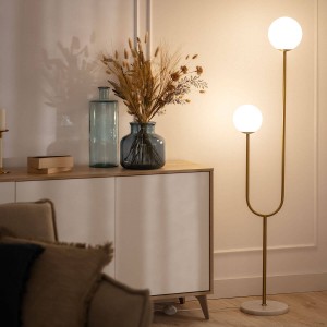 Lampa Podłogowa z Metalu i Szkła Moonlight Brass 2-Pkt.