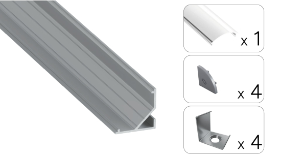 Zestaw TEKKNI ARRE srebrny, klosz transparentny 3 m