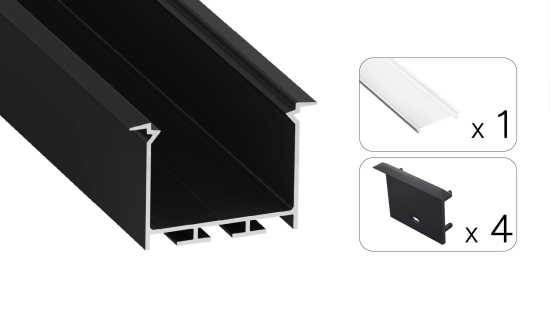 Zestaw TEKKNI HEDE czarny, klosz transparentny 2,02 m