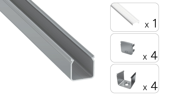 Zestaw TEKKNI HELSE srebrny, klosz transparentny 3 m