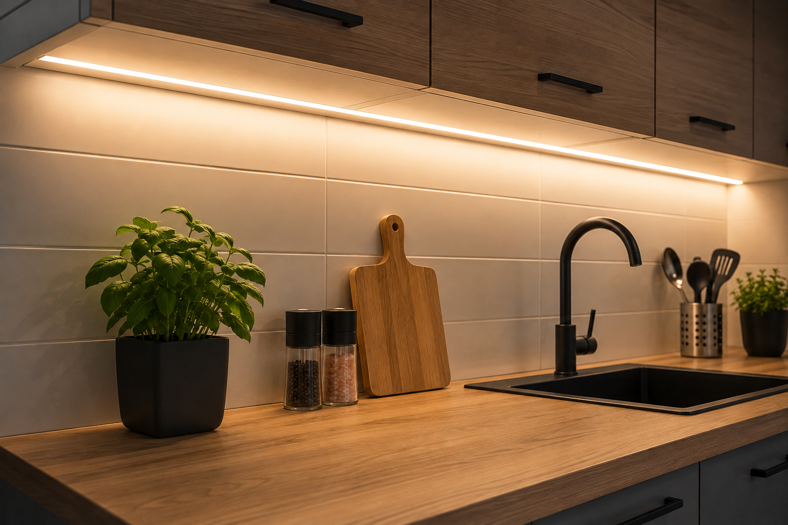 oświetlenie LED pod szafką kuchenną