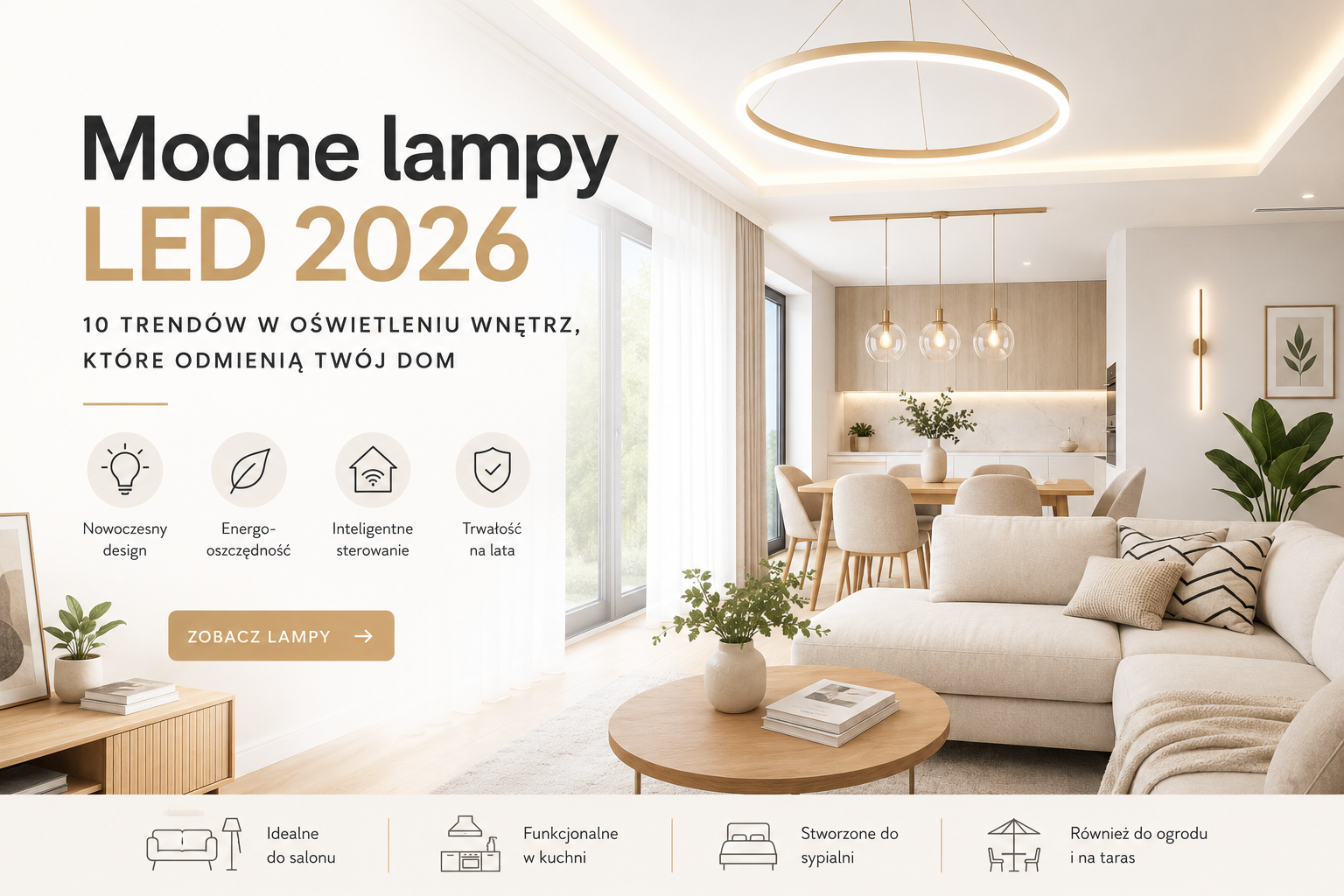 Modne lampy LED 2026 – 10 trendów w oświetleniu wnętrz, które odmienią Twój dom