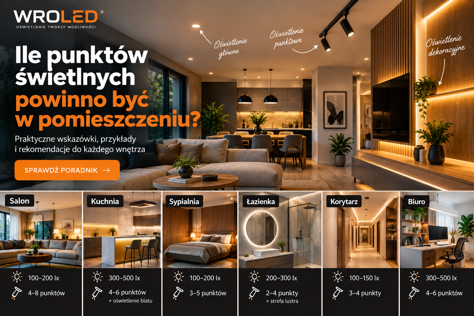 Ile punktów świetlnych powinno być w pomieszczeniu?